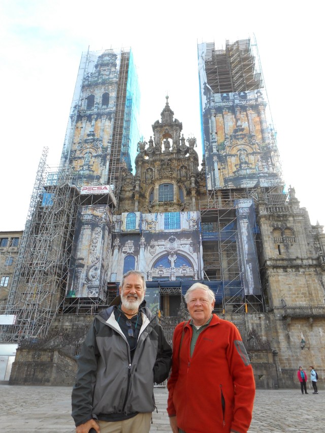 Two happy peregrinos at the end of their pilgrimage.