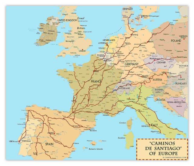 The_Camino_de_Santiago_routes_of-europe